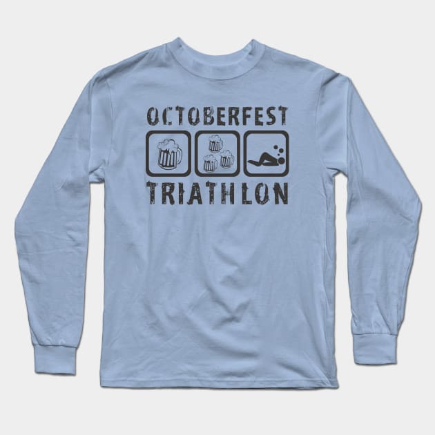 Funny Oktoberfest Triathlon Beer T-Shirt Gift Apparel Long Sleeve T-Shirt by JDaneStore